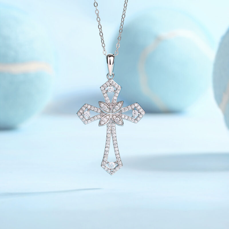 Backup Force Luxury Fashion Diamond Pendant Necklace Set With Mosan Diamond Silver Ornaments - Image 3