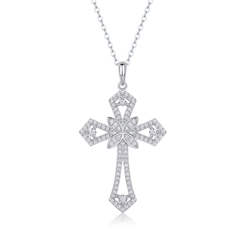 Backup Force Luxury Fashion Diamond Pendant Necklace Set With Mosan Diamond Silver Ornaments