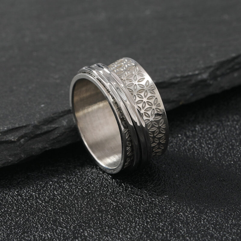 Fashion Stainless Steel Creative Rotatable Flower Ring - Image 5