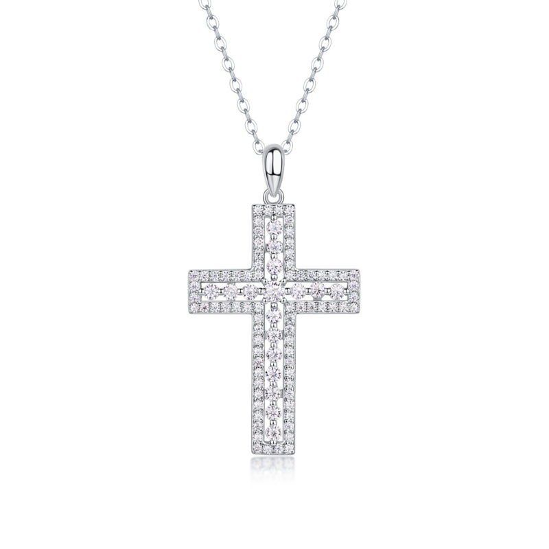 Shelter Luxury Fashion Diamond Pendant Necklace Set With Mosan Diamond Silver Ornaments