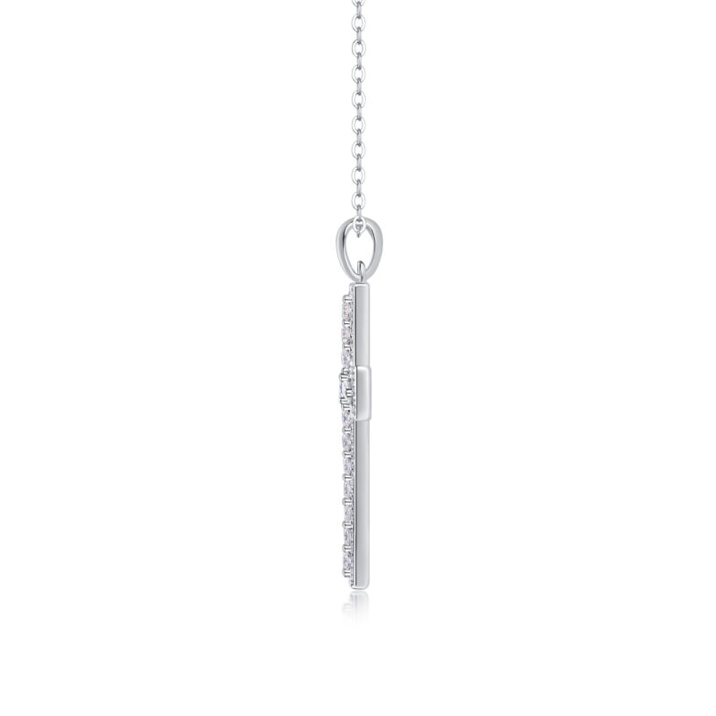 Shelter Luxury Fashion Diamond Pendant Necklace Set With Mosan Diamond Silver Ornaments - Image 2