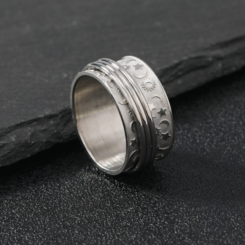Fashion Stainless Steel Creative Rotatable Flower Ring - Image 2